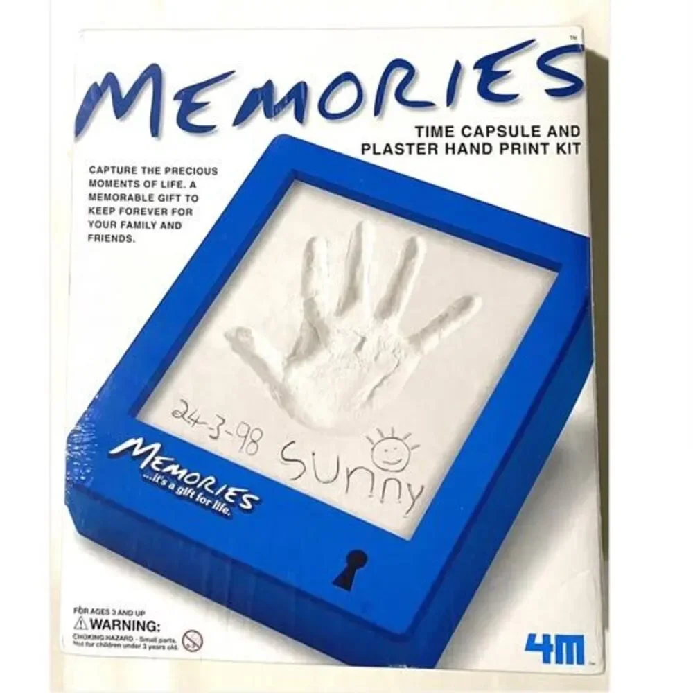 Time Capsule Hand Print Kit Plaster Handprint Baby Keepsake Memory Box Gift